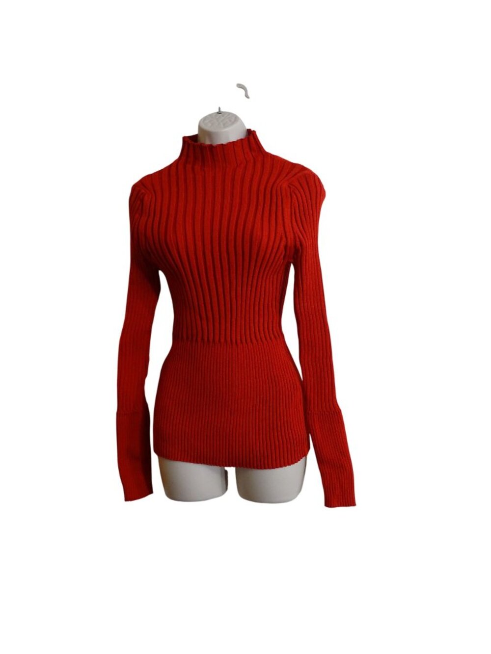 Boohoo Plus Red Rib Knit High Neck Jumper Top Women Size 14 Long Sleeve NEW